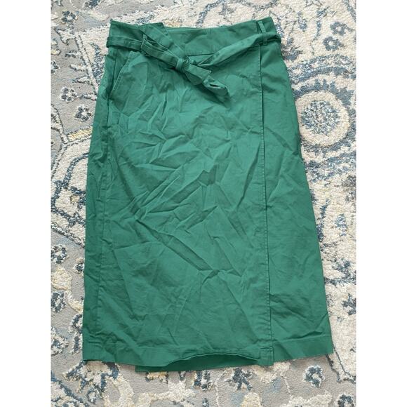 Boden Dresses & Skirts - Boden Green Midi Wrap Skirt Women’s Size 8 Belted High Waist A-Line Workwear